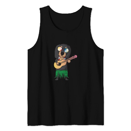 Dachshund Dog Ukulele Luau Cute Funny Hawaii Dogs Tank Tops