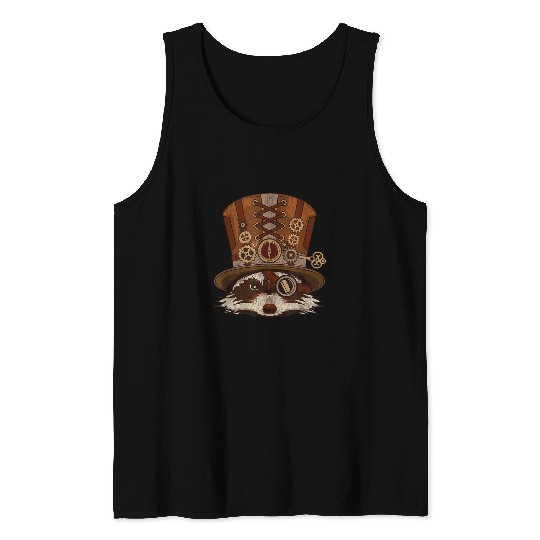 Raccoon Pet Steampunk Animals Raccoon Art Tank Tops