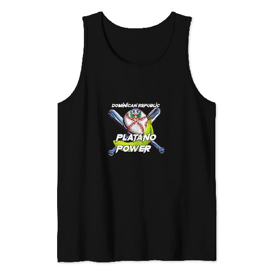 Dominican Republic Platano Power Baseball Patriotic Baseball Tank Tops