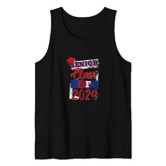 Class of 2024 Senior Basketball Player High School Graduate Tank Tops