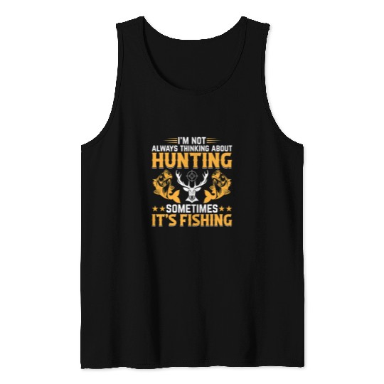 Fishing Mens Deer Hunting Trout Fishing Fishing Deer Hunter Fisher Tank Tops