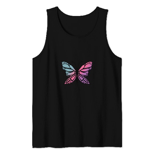 Cute Blue Purple Pink Butterfly Art Tank Tops