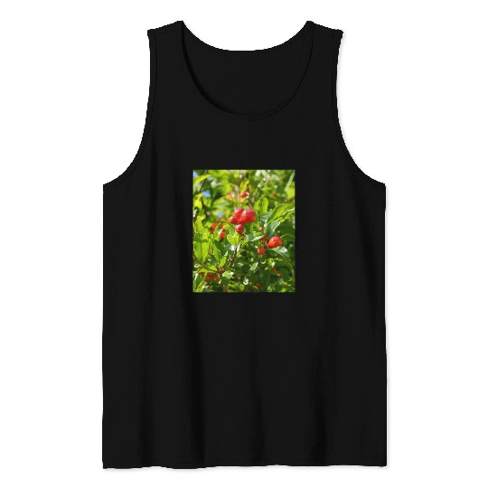 Pomegranate Closed Red Flower Bud Photography Tank Tops