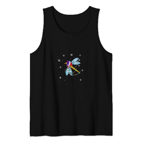 DRAGONFLY Dog Cute Christmas Lights Cute Lover Tank Tops