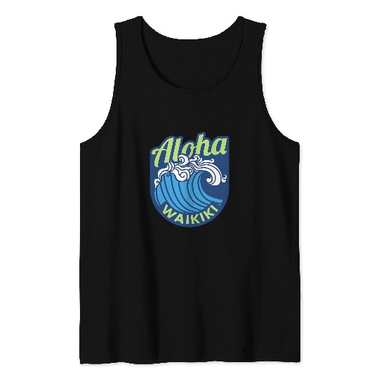 Waikiki Surf Aloha Hawaii Retro vintages Hawaiian Tank Tops