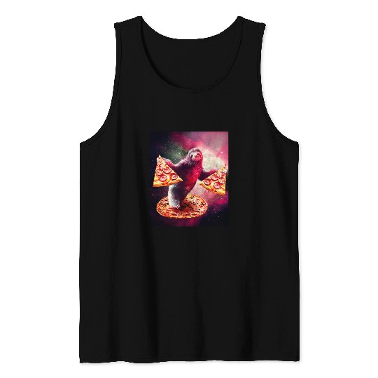 Sloth Pet Pizza and Funny Space Sloth 2 Tank Tops