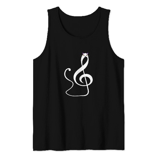 Cat Music Note 2Treble Clef Musician Gift Orchestra Tank Tops