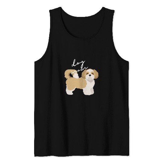 Cream White Shih Tzu Dog Mom Woman Tank Tops
