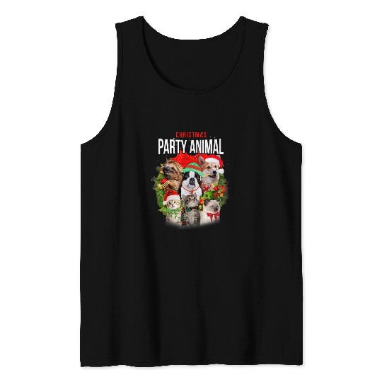 Sloth Pet Christmas Party Animal Dogs Cats And Sloth Graphic Tank Tops