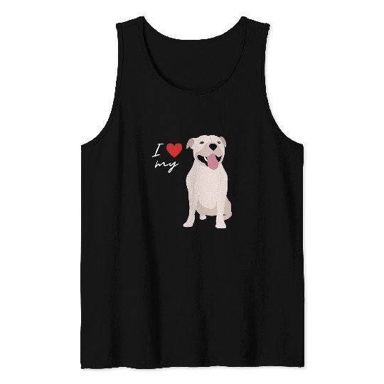 Dog Staffordshire I Love My White Staffordshire Bull Terrier Dog Lover Tank Tops