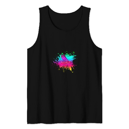 Dragonfly Nature Insect Dragonflies Watersplash Art Tank Tops