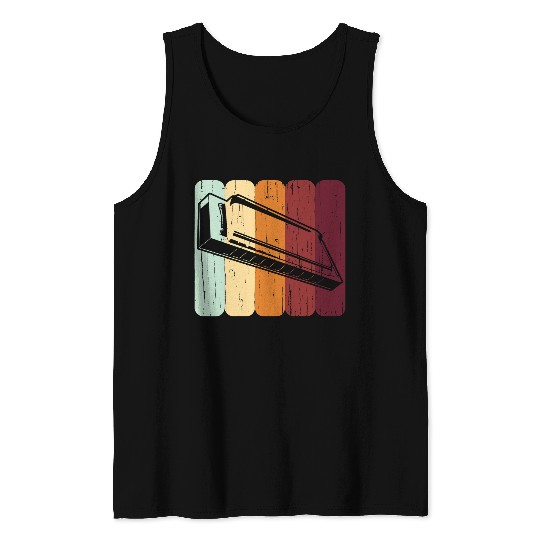 Harmonica Retro Harmonicas Musician Blues Country Music Tank Tops