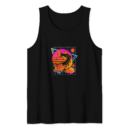 Fishing Musky Retro 80s Style vintages Pike Fishing Fisher Tank Tops