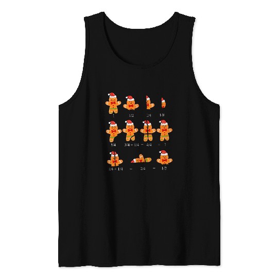 Christmas Math Teacher Gingerbread Holiday Season Math Lover Tank Tops