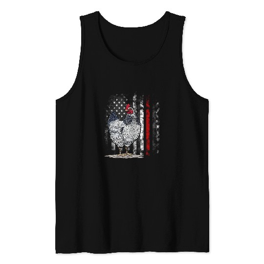 American Flag Chicken vintages Farm Animal Farmer Tank Tops
