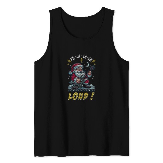 Fa La La Loud Christmas Santa Claus Guitar Rock Music XMas Tank Tops