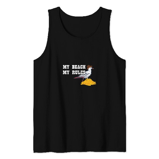 Seagull French Fries Cowboy My Beach My Rules Seabird Gull Tank Tops