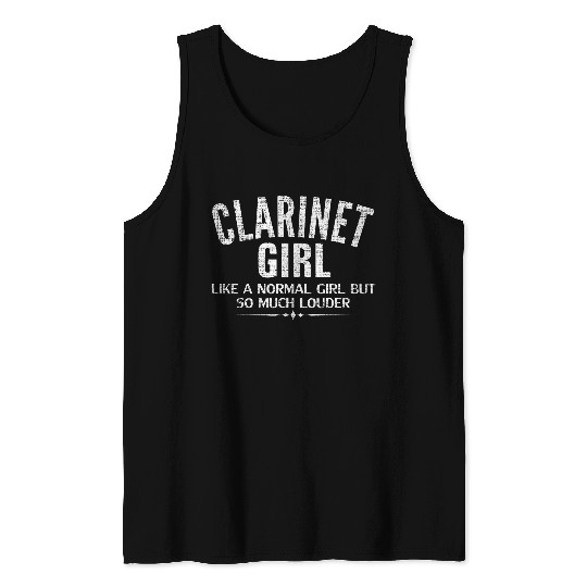 Clarinet Girl Louder So Much Louder Funny Music Orchestra Tank Tops