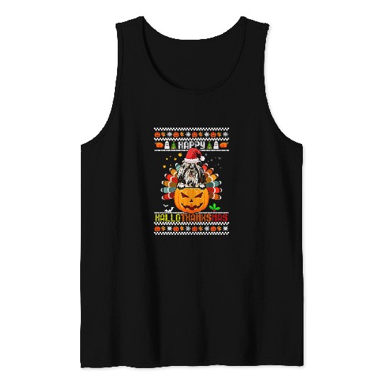 Happy Hallothanksmas Shih Tzu Dog Santa Pumpkin Turkey 3 Tank Tops