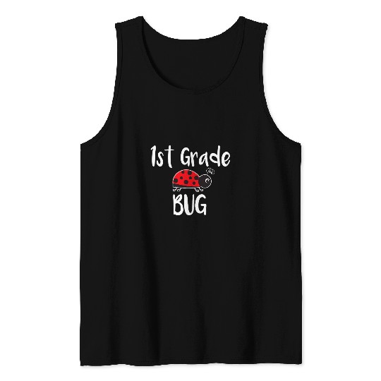 1st Grade Bug Funny Ladybug Back 1st Grade Teacher Tank Tops