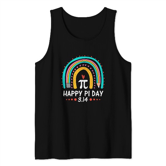 Happy Pi Day Mathematic Math Teacher Gift Rainbow Women Girl Tank Tops