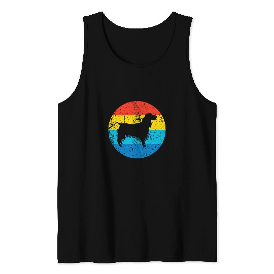 English Springer Spaniel Dog Breed Retro 1970s Circle Tank Tops