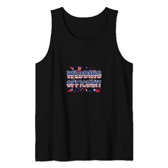 4th Of July Wedding Officiant American Flag Wedding Minister Tank Tops