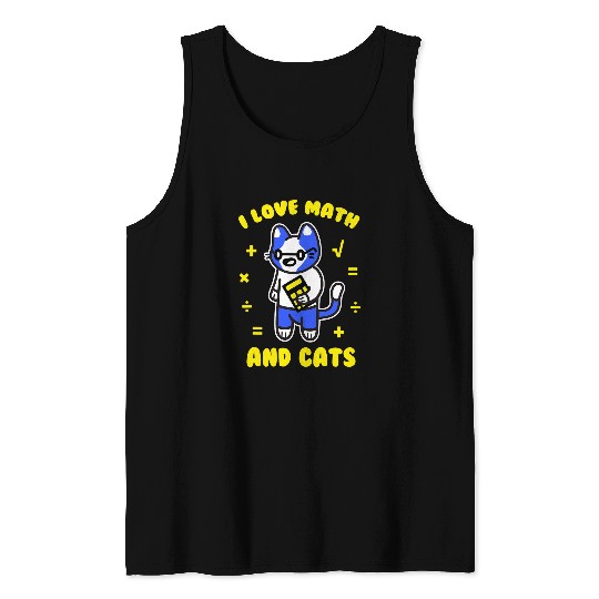 I Love Math and Cats Funny Pi Day Teacher Cat Lover Tank Tops