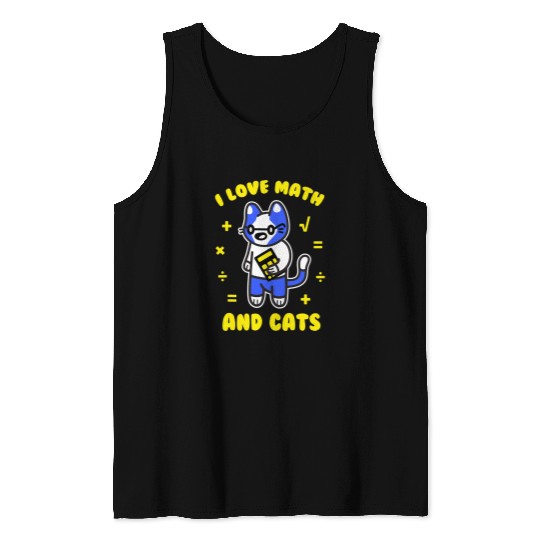 I Love Math and Cats Funny Pi Day Teacher Cat Lover Tank Tops