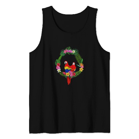 Flowers Tropical Bird Jungle Animal Floral Macaw Parrot Tank Tops
