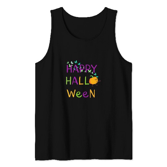 Happy Halloween Pumpkin butterfly Tank Tops