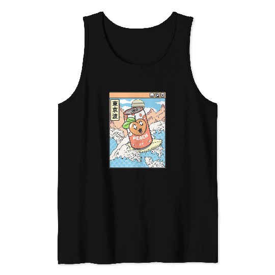 Surf Life Peach Soda Japanese Waves Anime Kawaii Vaporwave Tank Tops