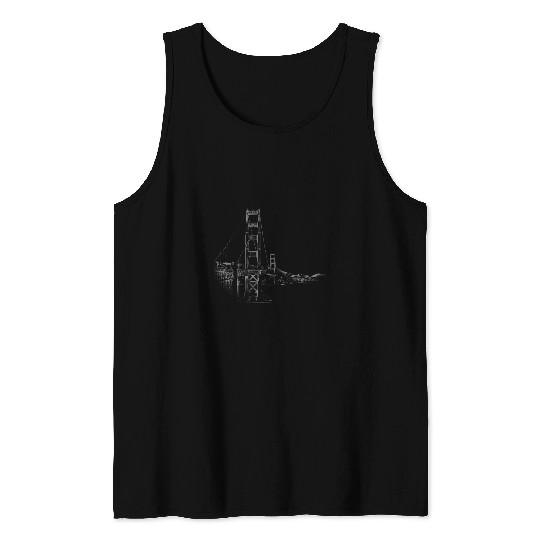 Foggy Golden Gate Bridge Tank Tops