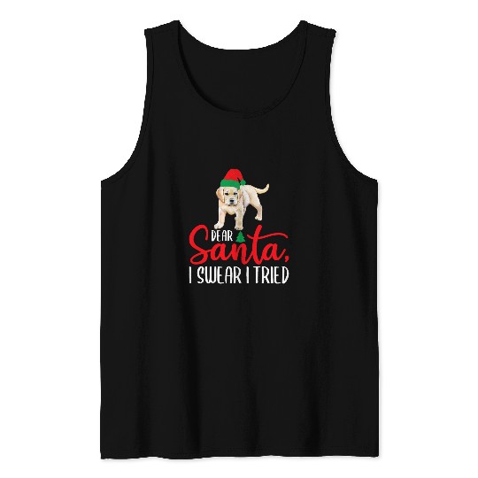 Funny Yellow Lab Christmas Dear Santa Labrador Retriever Tank Tops