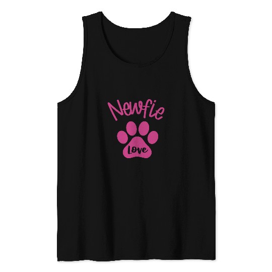 I Love My Newfoundland Dog Newfie Mom Big Dog Pink Paw Print Tank Tops