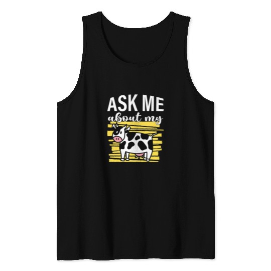 Cow Lover Ask Me About My Cow I Cute Cow I Kids Cow Tank Tops