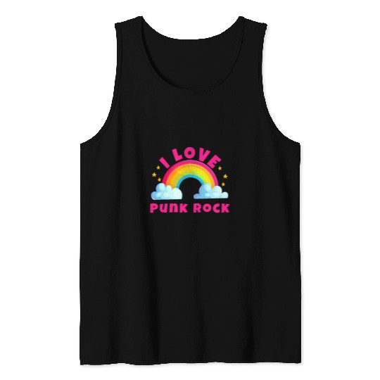 I Love Punk Rock Sarcastic Rainbow Funny Retro Punk Rock Tank Tops