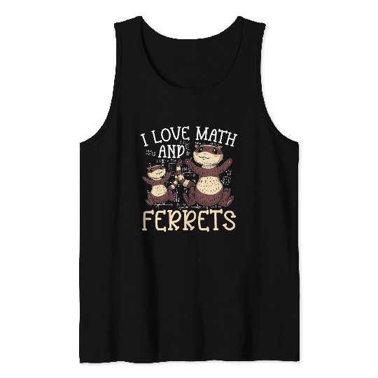 I Love Math And Ferrets Funny Cute School Kids Tank Tops