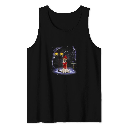 Fox Terrier Santa Snow Christmas Light Winter Pajama Tank Tops