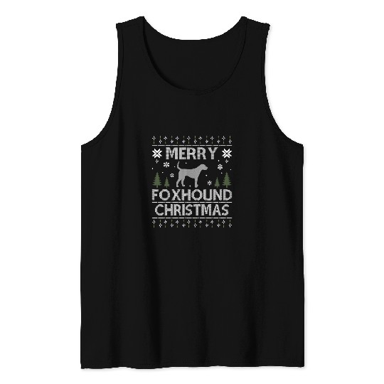 Merry FOXHOUND Christmas Dogs Ugly Christmas Tank Tops