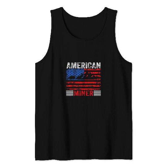 American Coal Miner Patriotic USA Flag Underground Mining 1 Tank Tops