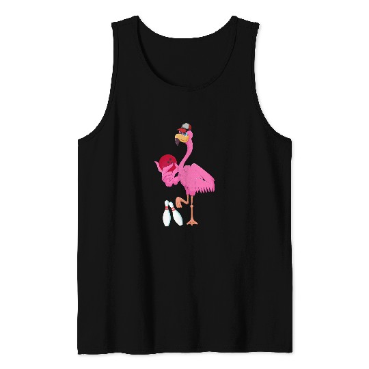 Flamingo Playing Bowling Matching Player Coachs Birds Lover Tank Tops