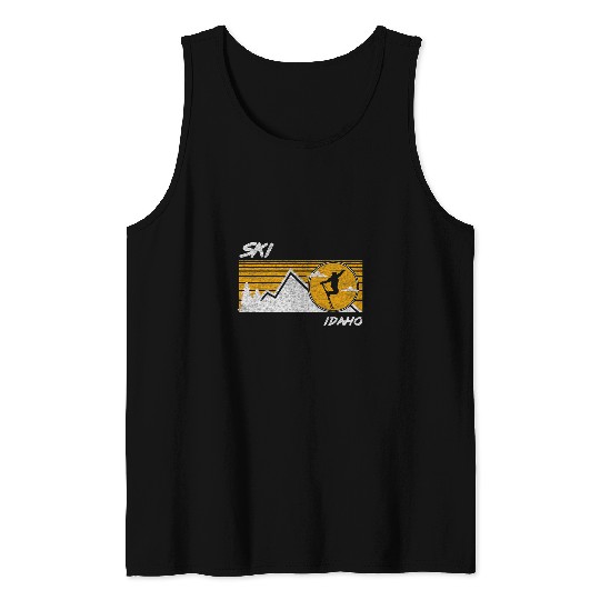 Skiing Ski Idaho Retro Distressed Skiing Tee Tank Tops