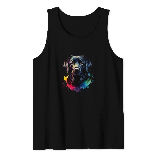 Black Lab Labrador Retriever Dog Artwork Tank Tops