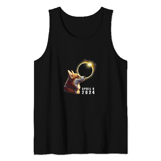 America Totality Total Solar Eclipse April 8 2024 Corgi Tank Tops