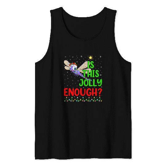 Funny xmass Tree Is This Jolly Enough Dragonfly Christmas Tank Tops