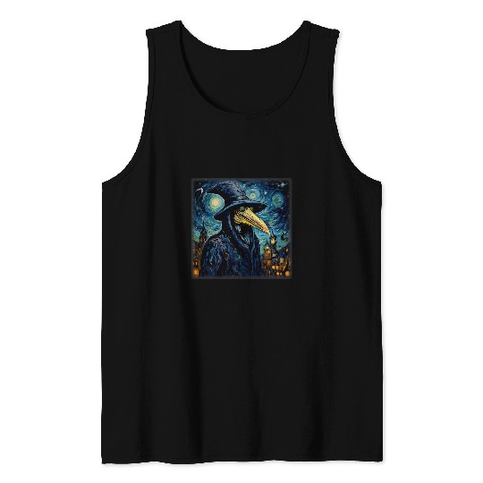 Funny Plague Doctor Starry Night Van Gogh leeches medicals 23 Tank Tops