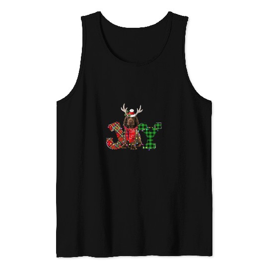 Joy Christmas Lights Sussex Spaniel Dog Santa Hat Pajama Tank Tops