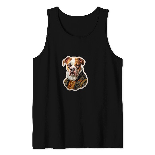 Baroque Renaissance Boxer Bull Dog Portrait Tank Tops