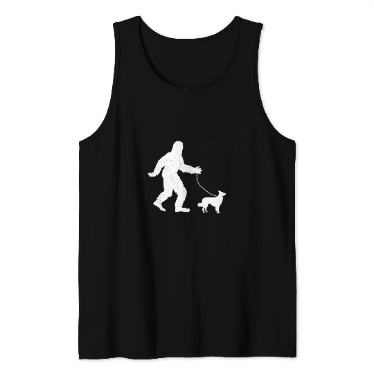 bigfoots Walking Border Collie Sasquatch Cute Dog Walker Yeti Tank Tops